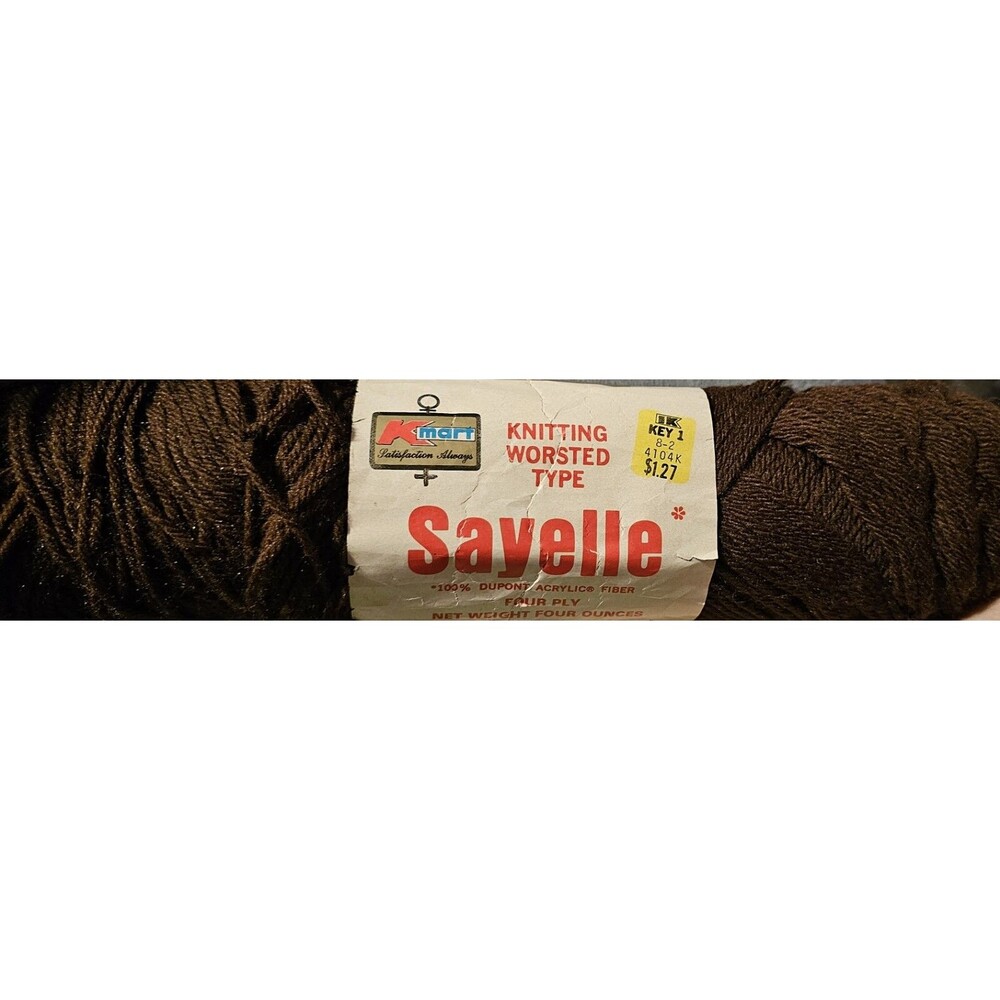 Vintg Sayelle 100% Orlon Acrylic 4 Ply 4 oz Color 7023 MEDIUM BROWN Dye Lot 395